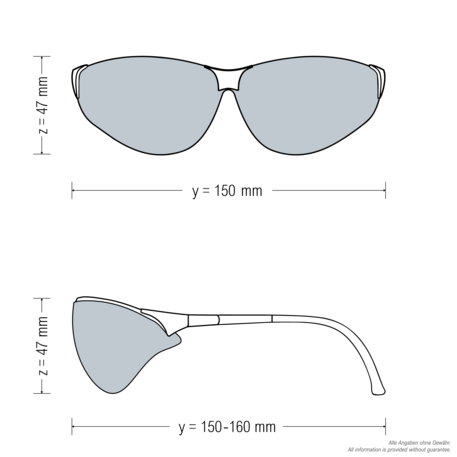 Terminator Laserschutzbrille, Abmessungen | © PROTECT-Laserschutz GmbH