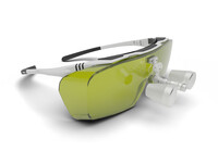 Laser safety goggles (suitable for spectacle wearers) with magnifying glass attachment with 3x magnification