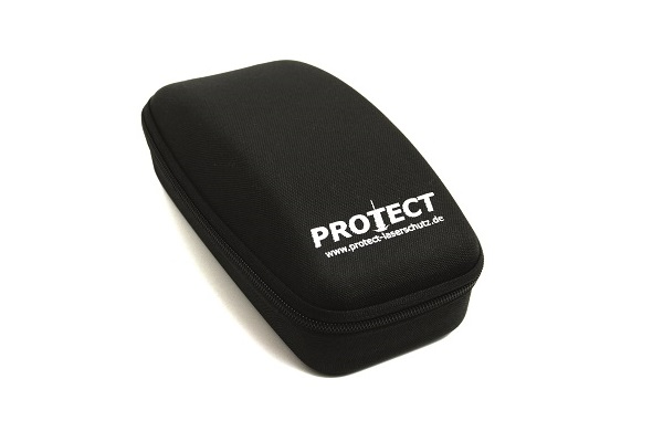 Schwarzes Klappetui mit PROTECT-Logo